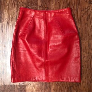Michael Hogan Genuine Red Leather Mini Skirt